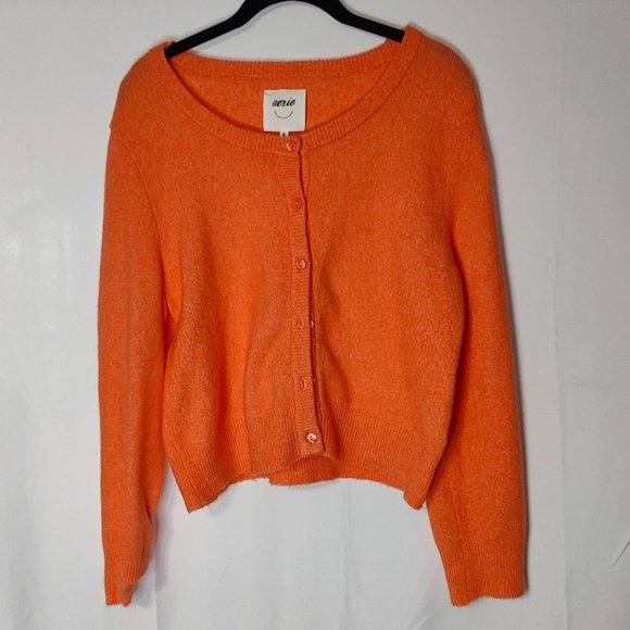 aerie Sweaters - Orange aerie Campus Cool Plush Orange Cardigan Size S